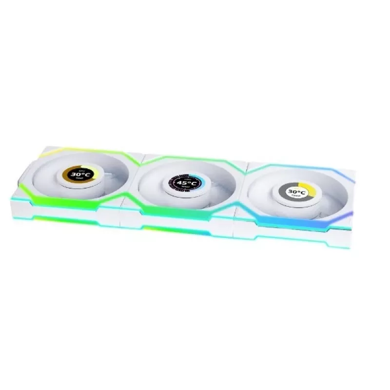 Ventoinha Lian Li UNI FAN SL Wireless LCD 120 12 cm branca 3 unidades