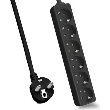 Extensão elétrica helos CLASSIC 6 tomadas preto 3.0 m cabo