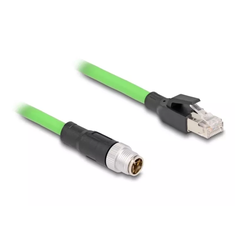Cabo de rede DeLOCK M12 codificado X 8 pinos ficha macho para ficha RJ45 PUR (TPU) 1 m