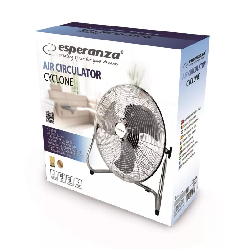 Ventilador de circulação de ar 18'' ESPERANZA EHF006 CYCLONE cromado