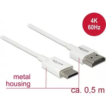 Cabo HDMI DeLOCK 85141 0,5 m HDMI Type A Type C branco