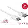 Cabo HDMI DeLOCK 85141 0,5 m HDMI tipo A tipo C branco