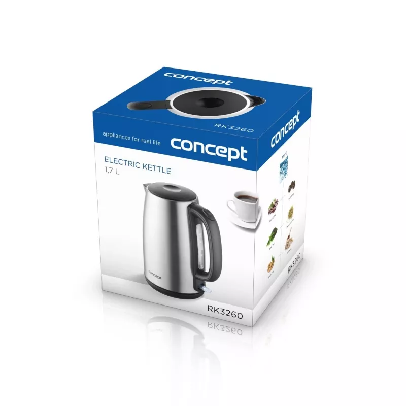 Chaleira elétrica Concept Solution RK3260 — 1,7 l, 2200 W, aço inoxidável, sem fios