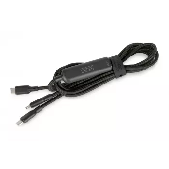 Cabo de carregamento USB-C 2em1 DIGITUS 140W, USB-C para 2×USB-C, 1,8 m, USB 2.0, preto