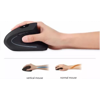 Perixx PERIMICE-713 L, rato vertical ergonómico para canhotos, preto