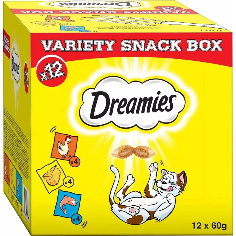 Dreamies Variety Snack Box snacks para gatos, mistura, 12 x 60 g