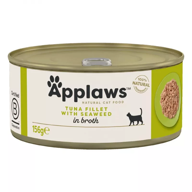 APPLAWS Filete de atum com algas em caldo – Alimento húmido para gatos – 156 g