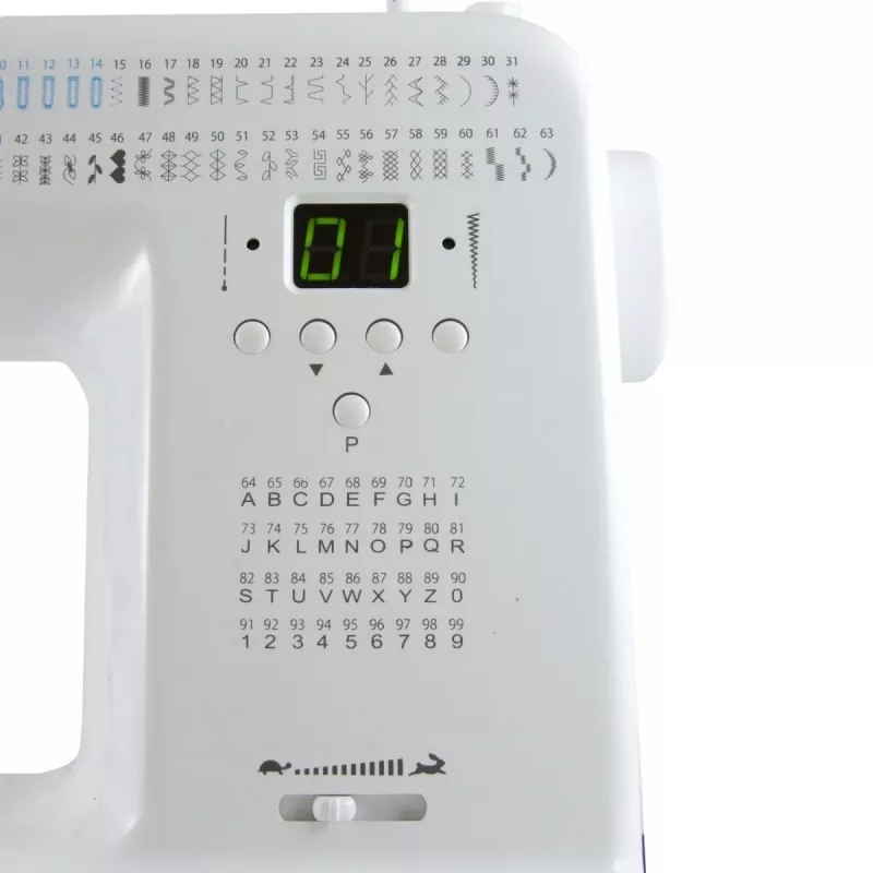 Máquina de costura doméstica mecânica lucznik Malwina 2070 — 63 pontos, largura de ponto 7 mm, 99 programas, casa de botão automática, braço livre
