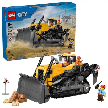 Brinquedo de construção Bulldozer LEGO 60466, série City, 682 peças, 3 minifiguras, idade recomendada 8+, tamanho 120×240×130 mm