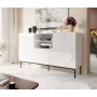 Cómoda ABETO sobre estrutura de aço preta 150x42x90 branco/branco brilhante