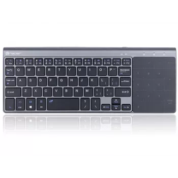 O Tracer EXpert RF é um teclado sem fios ergonómico de tamanho completo com disposição QWERTY, teclas de membrana e um design esguio preto e cinzento. Concebido para uso doméstico e de escritório, combina um touchpad integrado e teclas multimédia com uma ligação sem fios de 2,4 GHz para oferecer uma solução de introdução compacta para televisores, consolas, portáteis e PC clássicos.