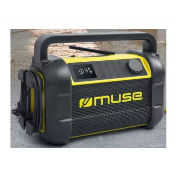 Rádio portátil Muse M-928 BTY com sintonizador digital FM, 20W, USB-C, preto/amarelo