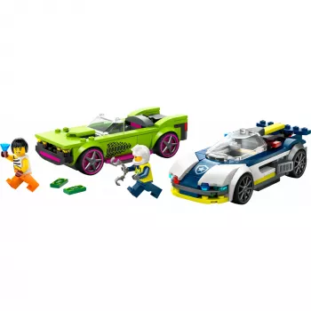 Conjunto de brincar LEGO City 60415 Carro de polícia e perseguição de muscle car — 213 peças, 2 minifiguras, idade 6+