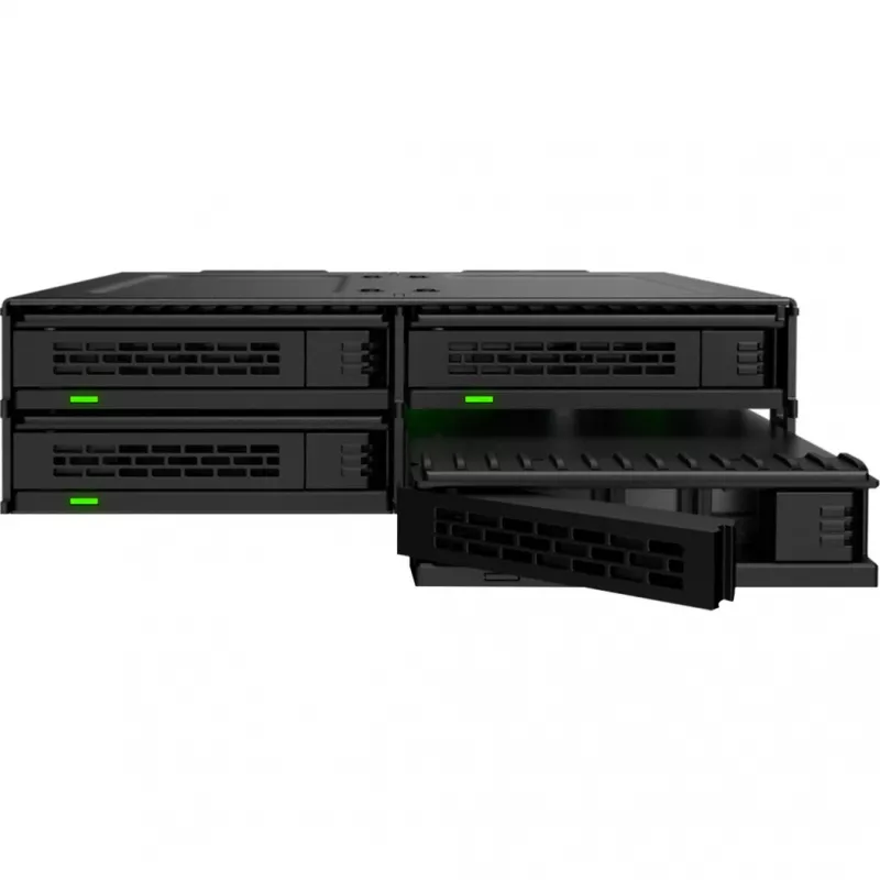 ICY DOCK - MB324V4P-B - ExpressCage - gaveta para 4 SSD U.2/U.3 de 15 mm para baía de 5,25 - sistema de montagem de SSD sem ferramentas