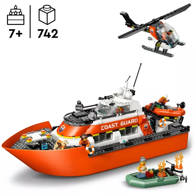 Blocks City 60504 Barco de salvamento e helicóptero da guarda costeira