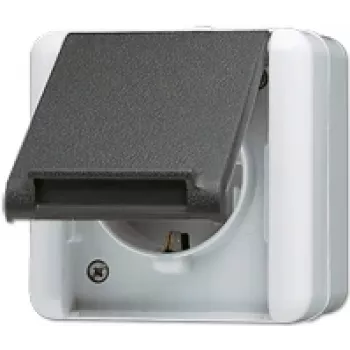 Tomada CEE 7/3 Jung 820 W — caixa de termoplástico IP44, 250 V 16 A, preto/branco