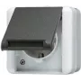 Tomada CEE 7/3 Jung 820 W — caixa de termoplástico IP44, 250 V 16 A, preto/branco