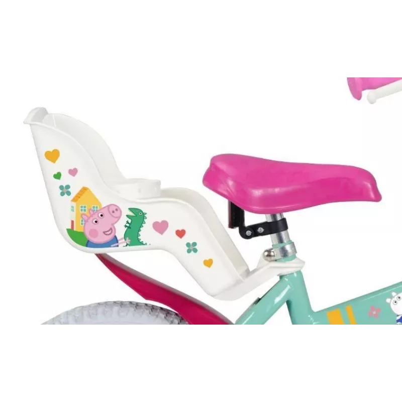Bicicleta infantil Toimsa Peppa Pig rodas de 14 polegadas, verde, para cerca de 3–5 anos, travões de aro dianteiro e traseiro, pneus de ar