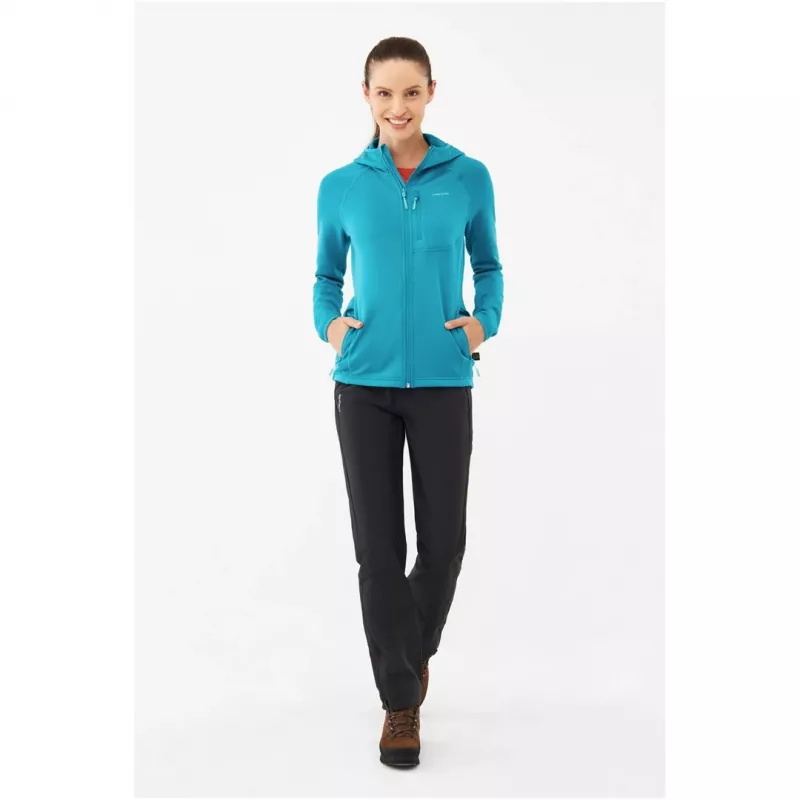 Sweatshirt com capuz Viking Jukon Lady S, sweatshirt com capuz midlayer para mulher, verde relva, Polartec, tamanho S