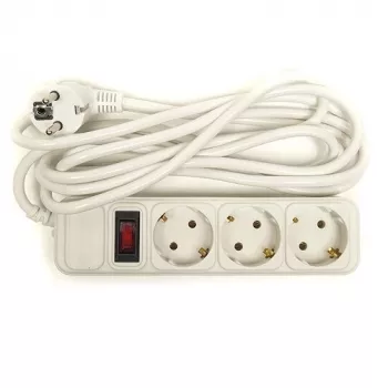 Extensão elétrica doméstica 3 m, 3 tomadas, com interruptor