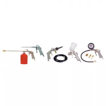 Conjunto de ferramentas pneumáticas STANLEY 9045718STN, 9 peças, ferramentas metálicas, mangueira espiral 5 m, máx. 20 bar