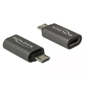 DeLOCK - Adaptador USB - USB-C (fêmea) para Micro-USB Type-B (macho) - USB 3.1 Gen 1 - 2,8 cm - Antracite (65927)