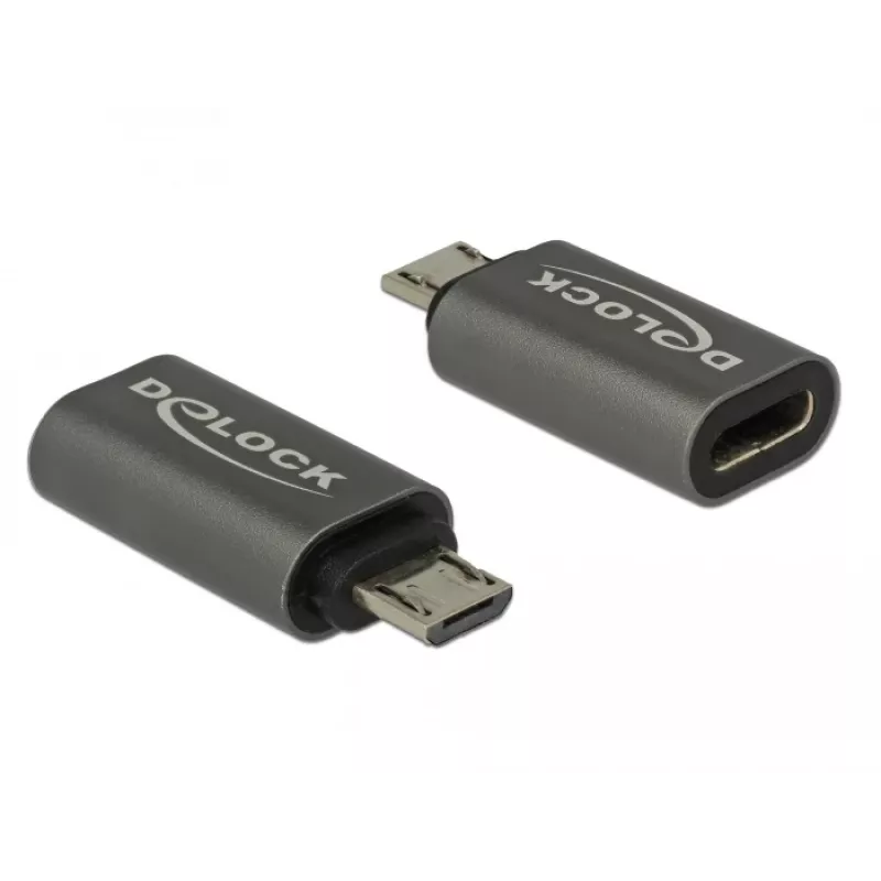 DeLOCK - Adaptador USB - USB-C (fêmea) para Micro-USB Type-B (macho) - USB 3.1 Gen 1 - 2,8 cm - Antracite (65927)