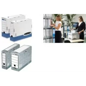 Caixa de arquivo Fellowes R-Kive PRIMA, branco-azul (B)150 mm em cartão 100 % reciclado, 100 % reciclável (0027701)