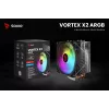 Dissipador de CPU SAVIO SAVGCOVORTEXX2ARGB com 4 heatpipes, ventoinha ARGB de 120 mm, preto