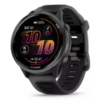 Smartwatch GARMIN Forerunner 570 — caixa de alumínio slate grey de 47 mm, pulseira de silicone preta translúcida