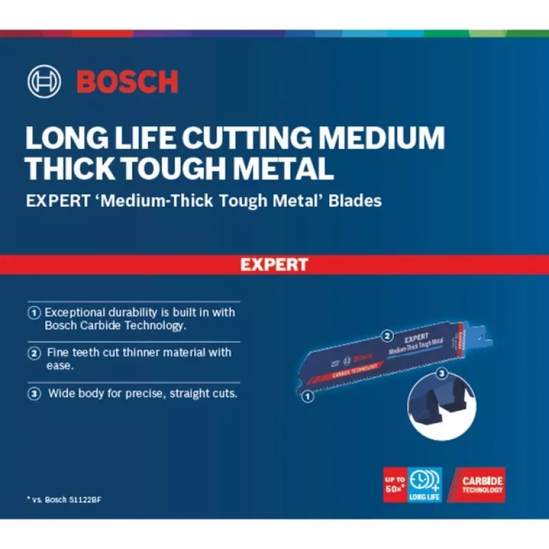 Bosch EXPERT ‘MEDIUM-THICK TOUGH METAL’ S 955 HHM lâmina de serra sabre aço carbono (HCS) 1 unid.