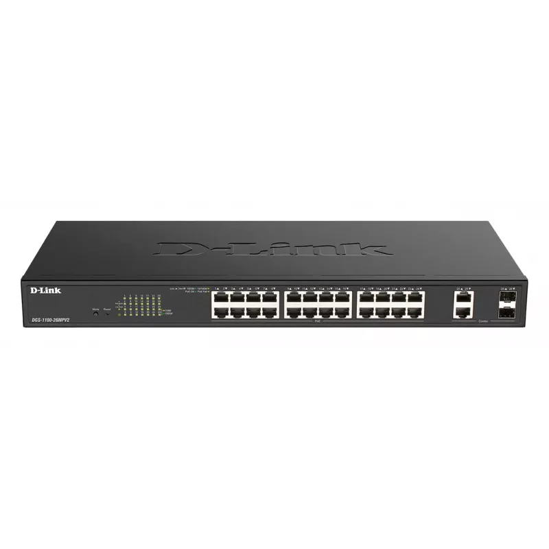 D-Link DGS-1100-26MPV2/E switch de rede Managed L2 Gigabit Ethernet (10/100/1000) Power over Ethernet (PoE) preto