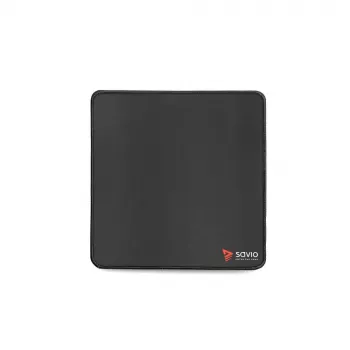 Tapete de rato SAVIO Schwarz Edition Turbo Dynamic S — tecido/borracha, 250×250 mm, 2 mm, bordas costuradas, antiderrapante