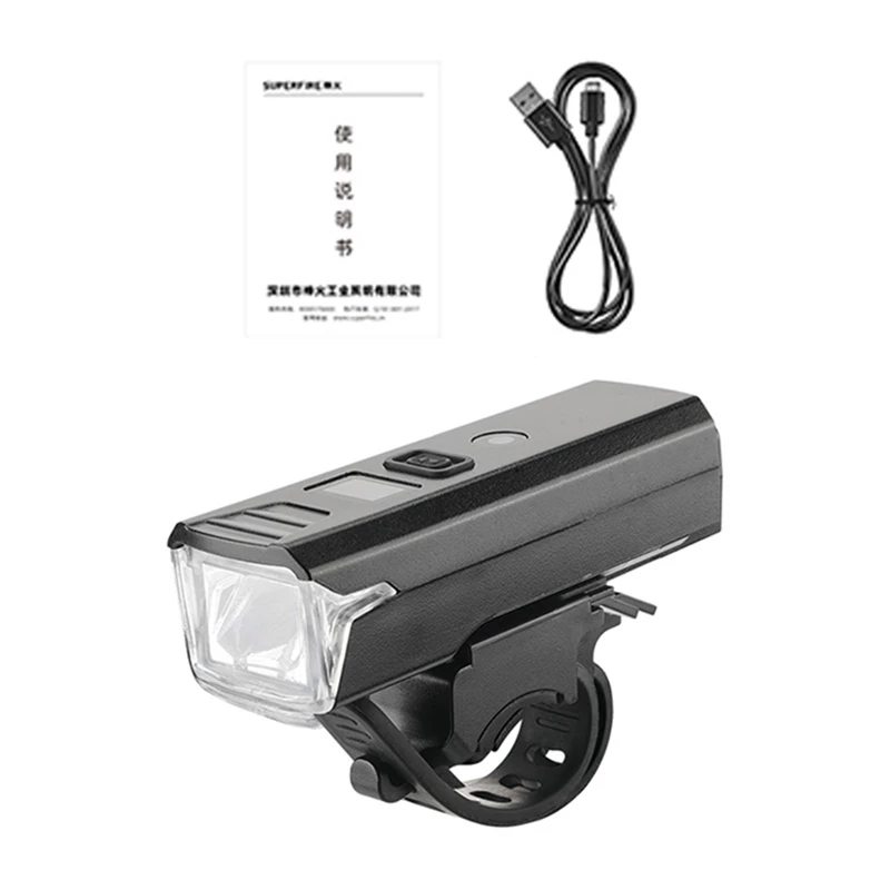 Luz dianteira LED para bicicleta Superfire D6 (modelo BL56-B) — luz de bicicleta recarregável compacta