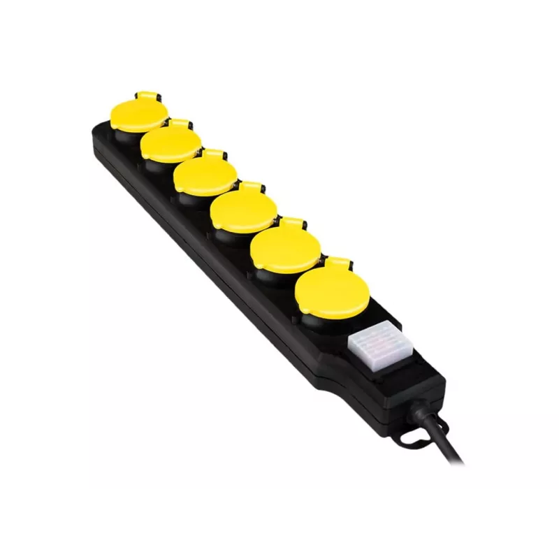 Extensão de energia LogiLink LPS256 1.5m 6 tomadas AC exterior preto amarelo