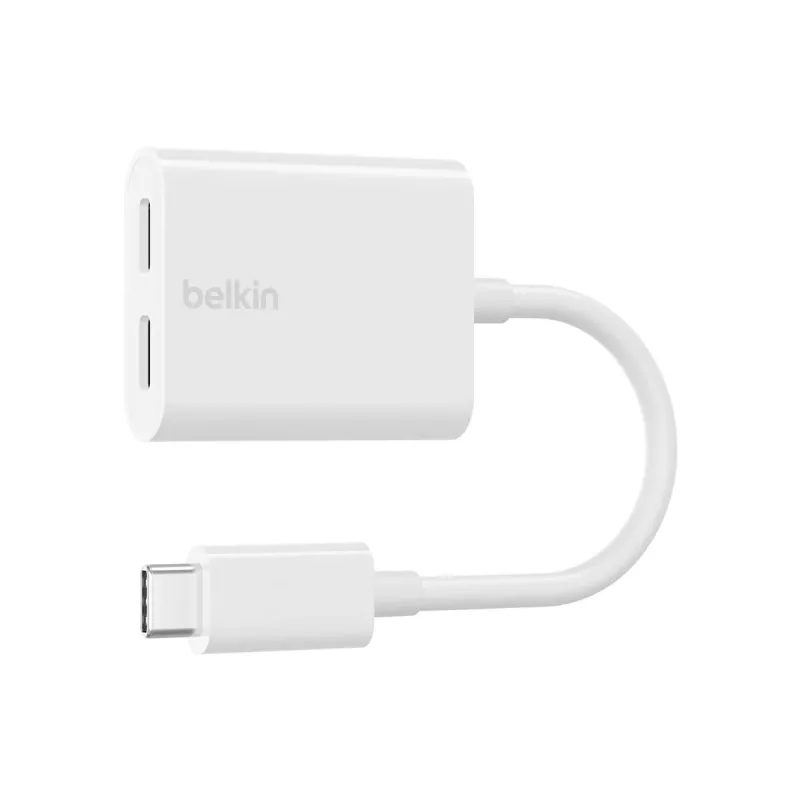 Belkin F7U081BTWH RockStar adaptador de áudio e carregamento USB-C, branco