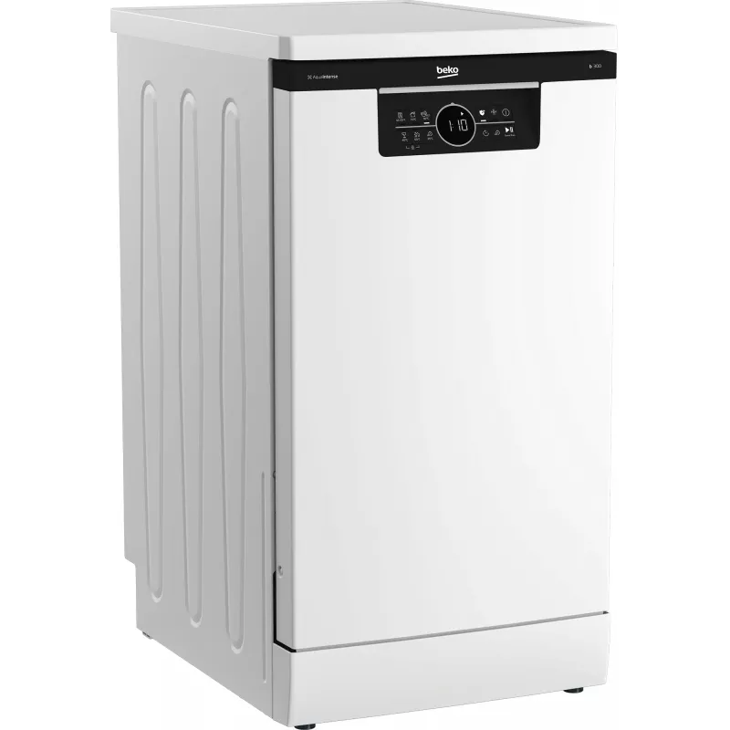Máquina de lavar loiça de instalação livre BEKO BDFS26120WQ, classe de eficiência energética E, largura 45 cm, 6 programas, motor inverter, terceira gaveta, branco