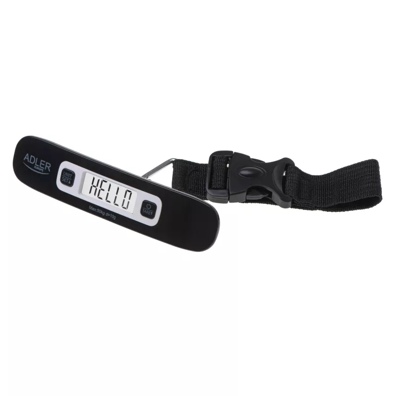 Balança de bagagem Adler AD 8190 desligar automático carga máxima 50 kg indicador de bateria fraca; indicador de sobrecarga; intervalo de medição: de 50 g a 50 kg