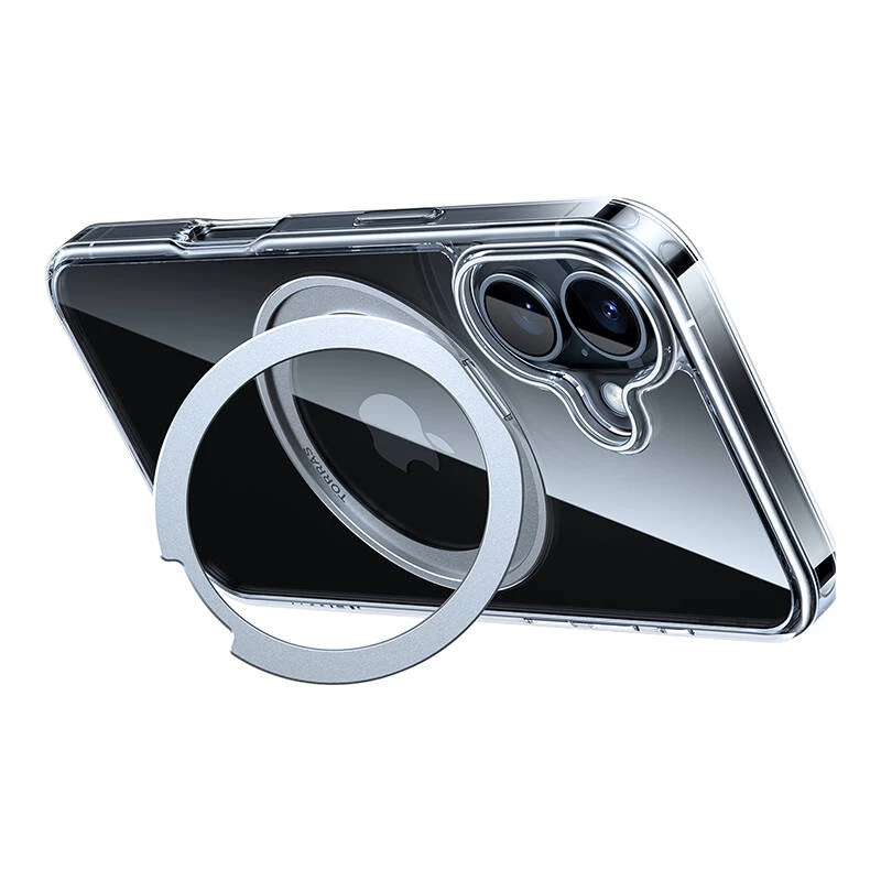 Capa protetora Torras Ostand Pro para iPhone 16 Plus, transparente ajuste fino, TPU/PC