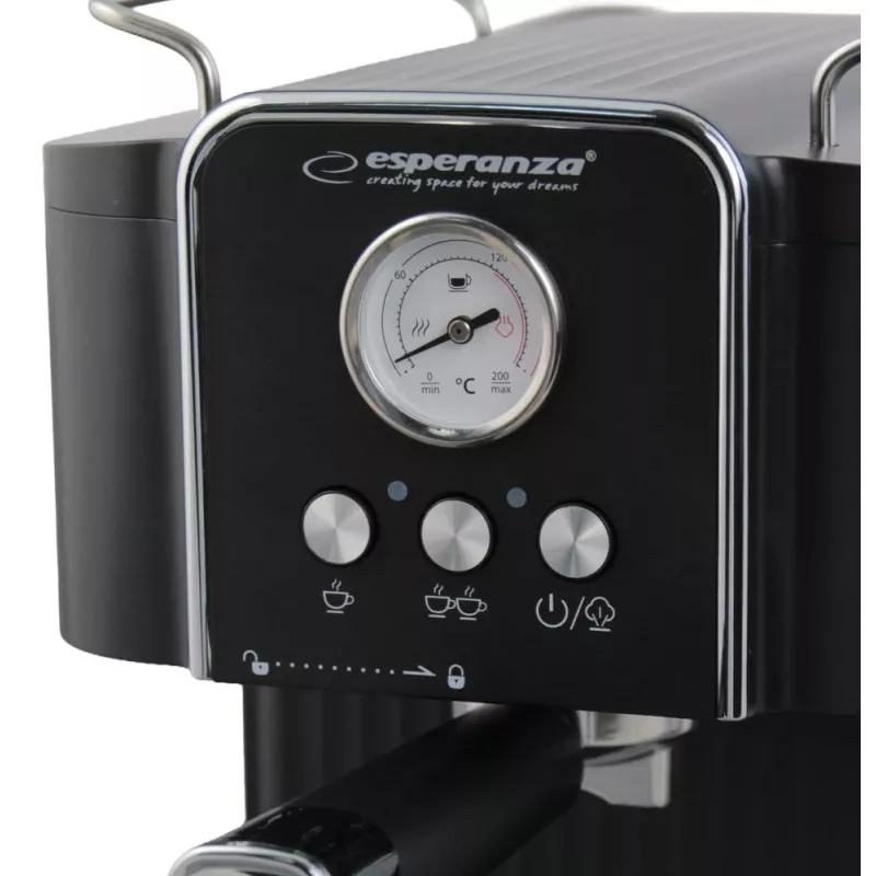Máquina de café expresso ESPERANZA EKC010 — depósito de água de 1,8 L, 850 W, 20 bar, emulsor de leite integrado