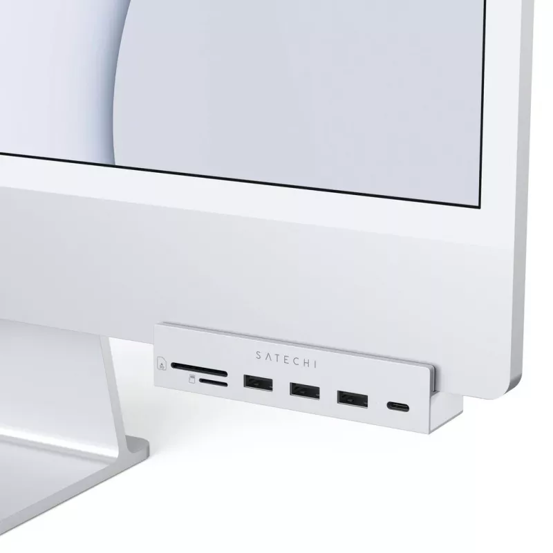 Dock para portátil / replicador de portas Satechi ST-UCICHS USB 3.2 Gen 1 Type-C, portas USB-A, SD/MicroSD, prateado