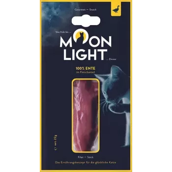 Snack húmido para gatos MOONLIGHT Dinner filete de pato 22 g saqueta — gatos adultos, pato natural, 65 % de humidade, 23,2 % de proteína, baixo teor de gordura 1,3 %