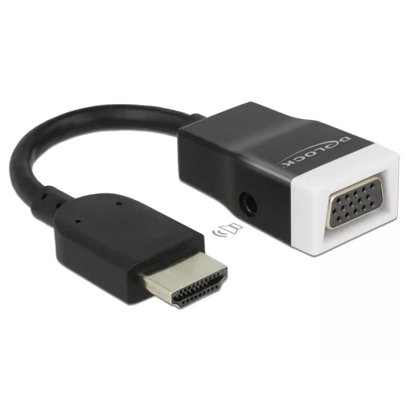 Delock 65587 adaptador HDMI-A macho para VGA (D-Sub 15) fêmea com áudio, preto/branco