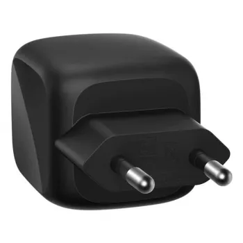 Carregador rápido AC de interior Belkin WCH019kqBK — 2× USB‑C, preto, proteção OVP/OC/OT/SC