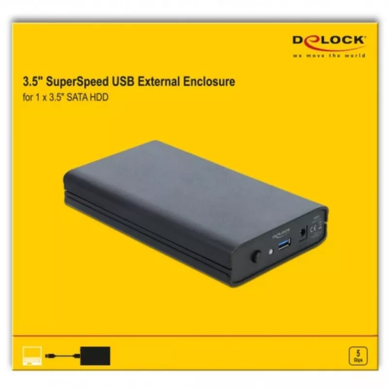 Caixa para HDD DeLOCK 42612 preto 3,5 polegadas