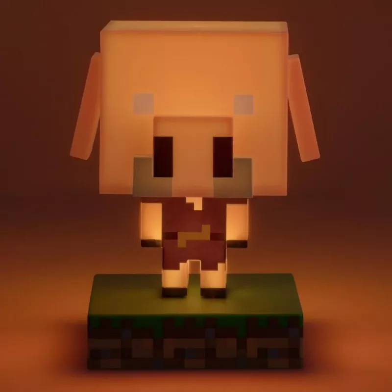 Candeeiro de mesa Paladone Icon Light PP14431MCF Piglin LED, decorativo com design gaming