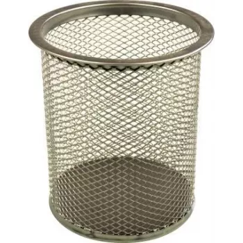 Porta-canetas helit Pen Cup Mesh H2518100 9x10cm redondo de metal prateado (H2518100)