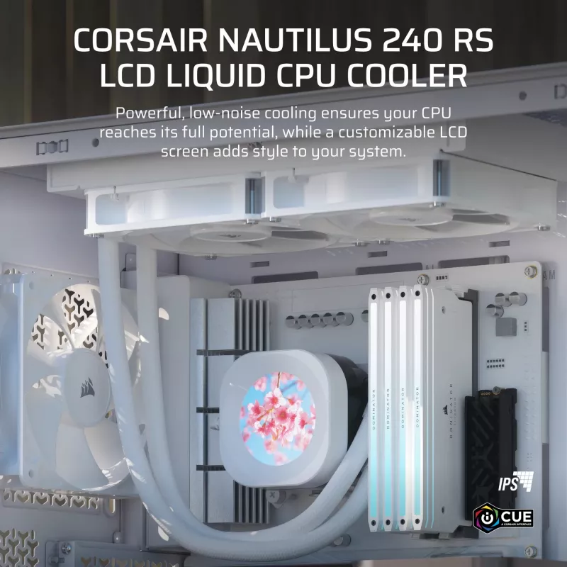 Refrigeração líquida All-in-One Corsair Nautilus 240 RS LCD 12 cm Branco