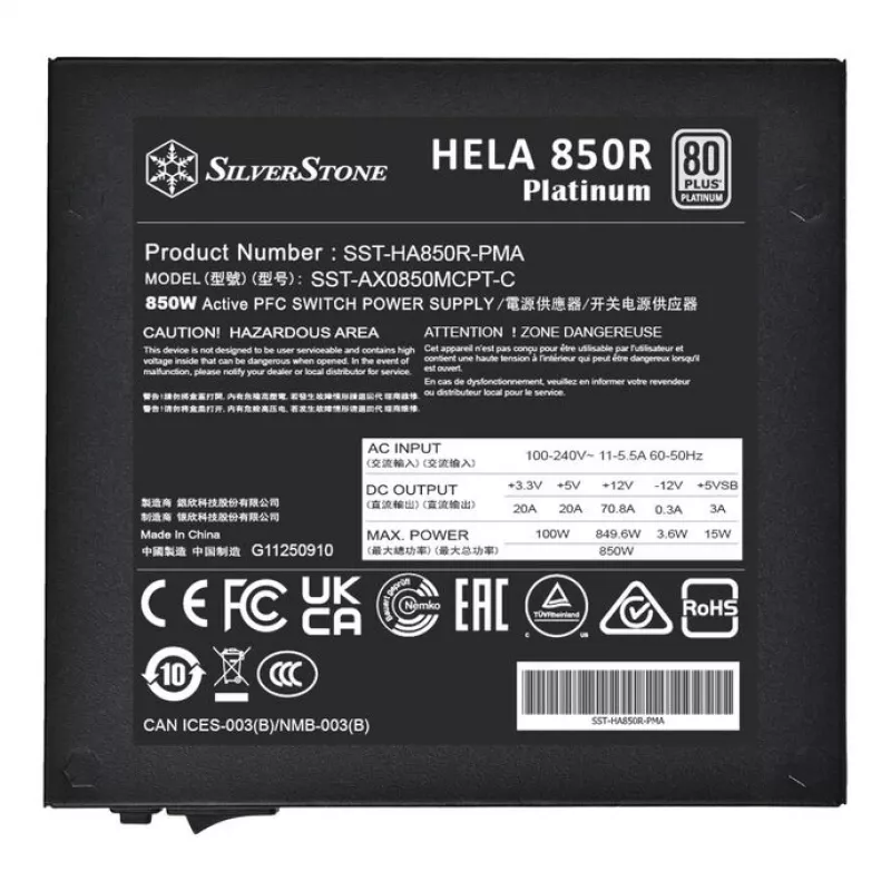 Fonte de alimentação SilverStone HELA 850R 850 Watt