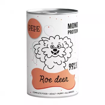 Comida húmida para cães PAKA ZWIERZAKA Pepe Veado 400 g — adulto, sabor a veado, sem glúten e sem soja